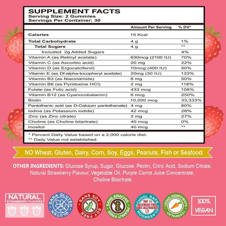 VEGEPOWER - Vegepower Biotin 10000mcg Hair Growth Gummies 60 Gomitas - The Red Vitamin MX - Suplementos Alimenticios - {{ shop.shopifyCountryName }}