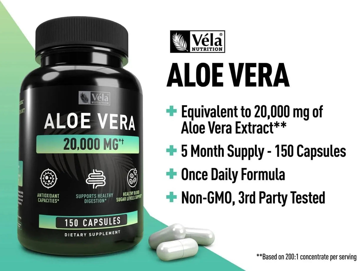 VELA NUTRITION - Vela Aloe Vera 20,000Mg. 150 Capsulas - The Red Vitamin MX - Suplementos Alimenticios - {{ shop.shopifyCountryName }}