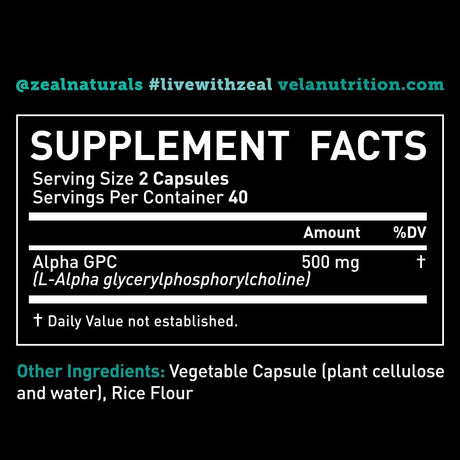 VELA NUTRITION - Vela Alpha GPC 500Mg. 80 Capsulas - The Red Vitamin MX - Suplementos Alimenticios - {{ shop.shopifyCountryName }}