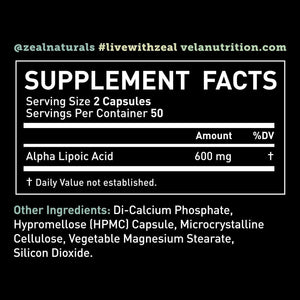 VELA NUTRITION - Vela Alpha Lipoic Acid 600Mg. 100 Capsulas - The Red Vitamin MX - Suplementos Alimenticios - {{ shop.shopifyCountryName }}