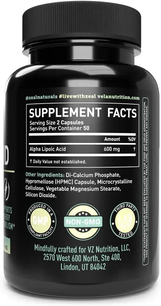 VELA NUTRITION - Vela Alpha Lipoic Acid 600Mg. 100 Capsulas - The Red Vitamin MX - Suplementos Alimenticios - {{ shop.shopifyCountryName }}