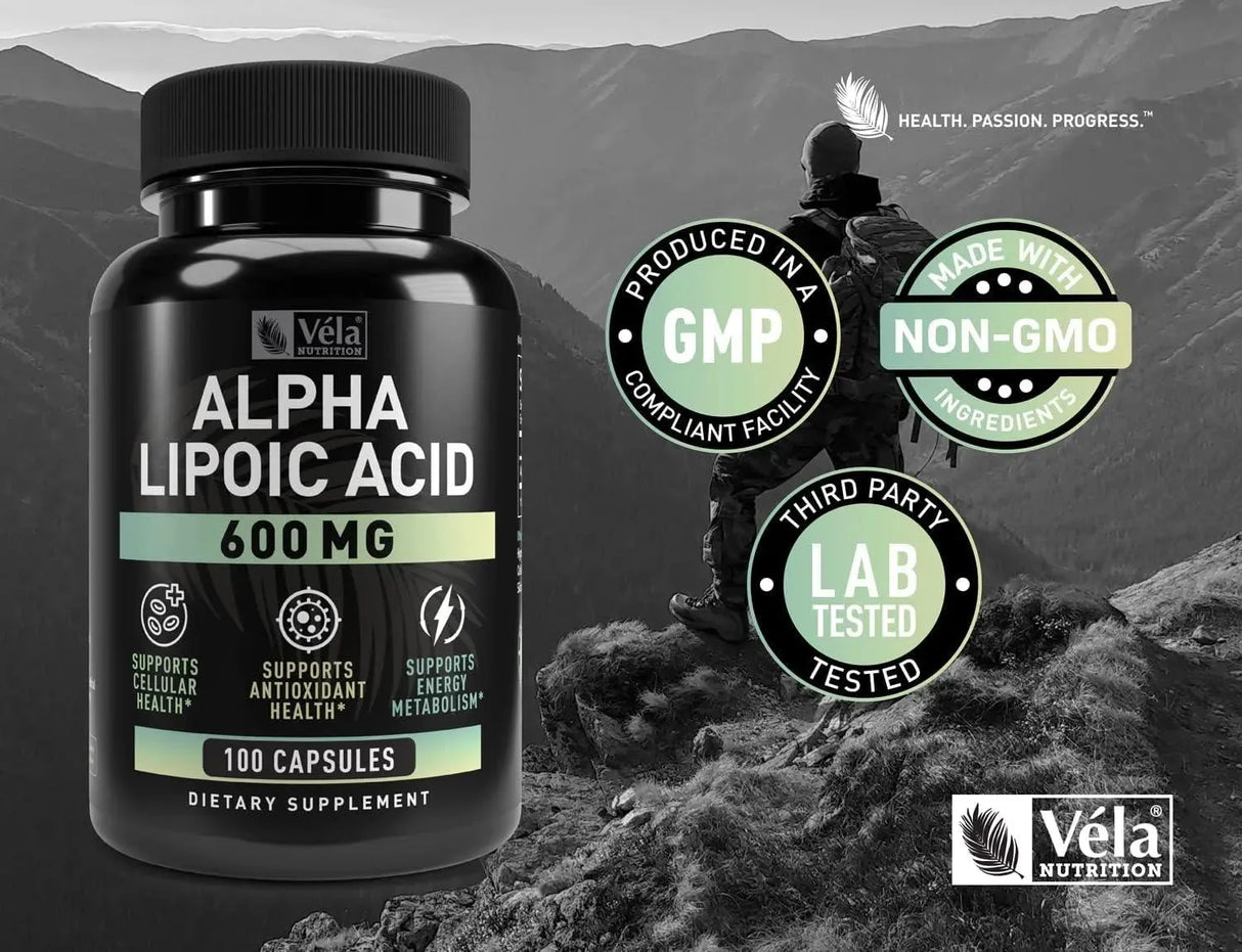 VELA NUTRITION - Vela Alpha Lipoic Acid 600Mg. 100 Capsulas - The Red Vitamin MX - Suplementos Alimenticios - {{ shop.shopifyCountryName }}