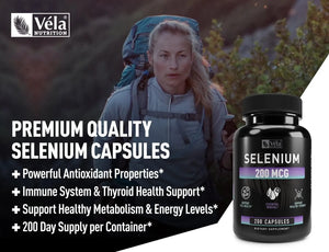 VELA NUTRITION - Vela Nutrition Selenium 200mcg 200 Capsulas - The Red Vitamin MX - Suplementos Alimenticios - {{ shop.shopifyCountryName }}