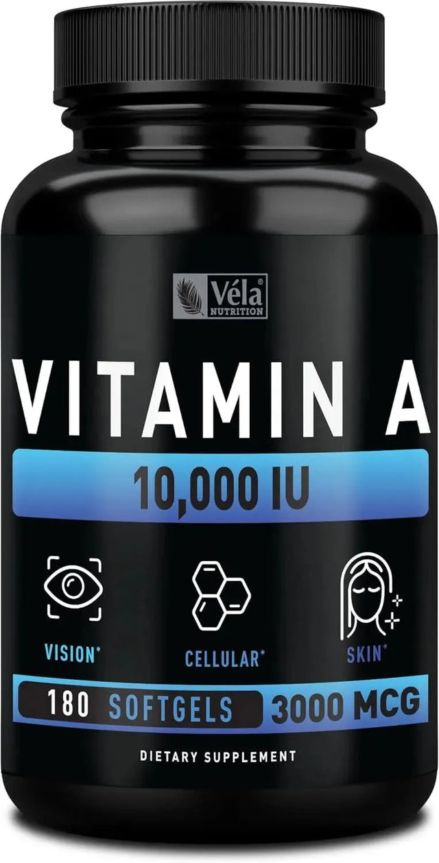 VELA NUTRITION - Vela Nutrition Vitamin A 10,000 IU 180 Capsulas Blandas - The Red Vitamin MX - Suplementos Alimenticios - {{ shop.shopifyCountryName }}