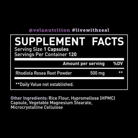 VELA NUTRITION - Vela Rhodiola Rosea 500Mg. 120 Capsulas - The Red Vitamin MX - Suplementos Alimenticios - {{ shop.shopifyCountryName }}