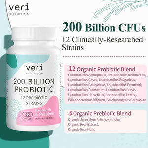 VERI NUTRITION - Veri Nutrition 200 Billion CFUs Probiotics 120 Capsulas - The Red Vitamin MX - Suplementos Alimenticios - {{ shop.shopifyCountryName }}