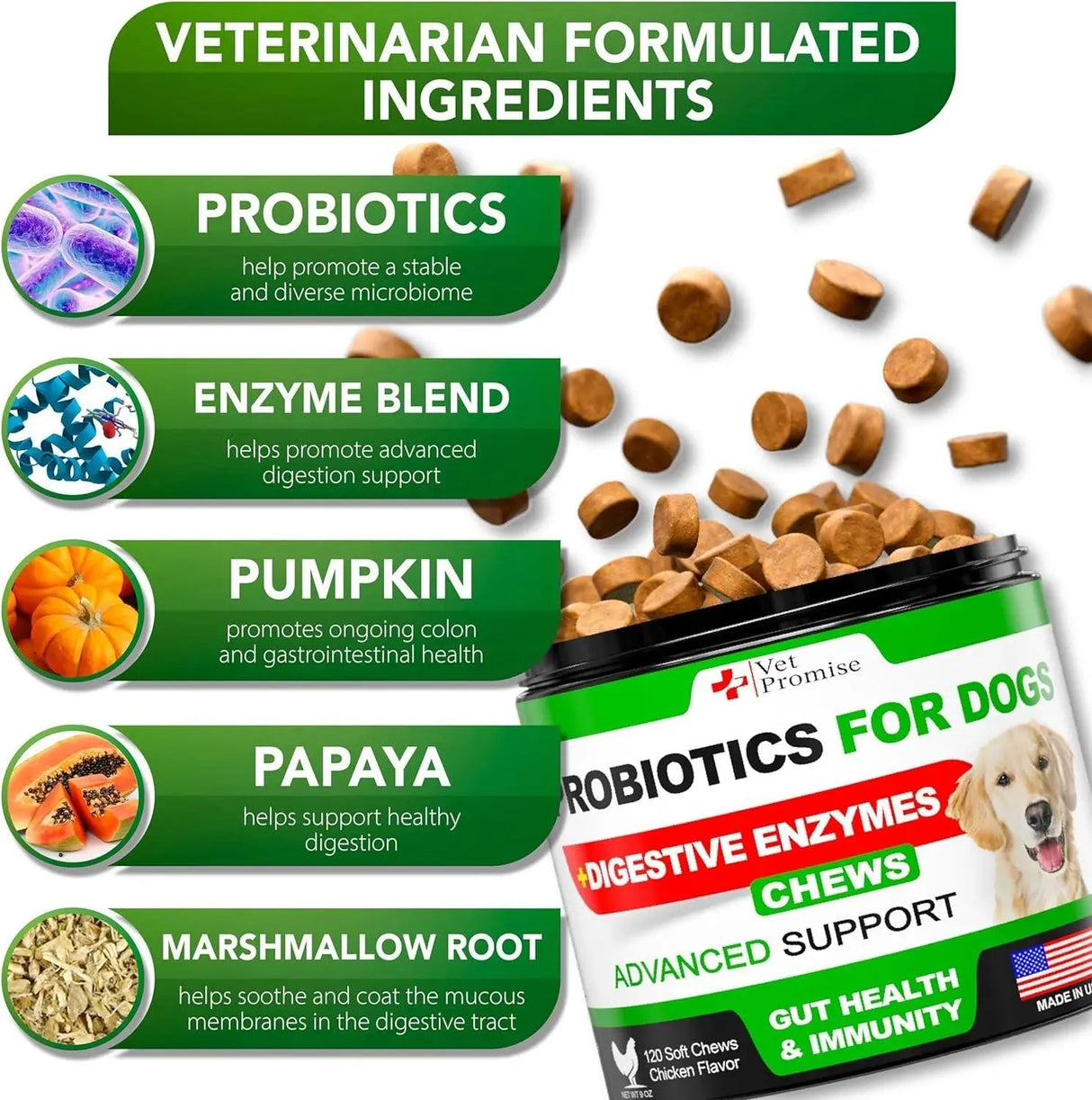 VET PROMISE - Vet Promise Probiotics for Dogs 120 Masticables - The Red Vitamin MX - Probióticos Para Perros - {{ shop.shopifyCountryName }}