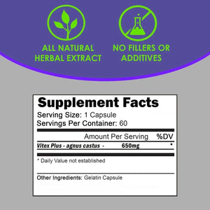 VH NUTRITION - VH Nutrition Baya Casto+ Chasteberry Supplement 650Mg. 60 Capsulas - The Red Vitamin MX - Suplementos Alimenticios - {{ shop.shopifyCountryName }}