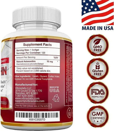 VIBRAXLABS - Vibraxlabs Astaxanthin 10Mg. 120 Capsulas Blandas - The Red Vitamin MX - Suplementos Alimenticios - {{ shop.shopifyCountryName }}