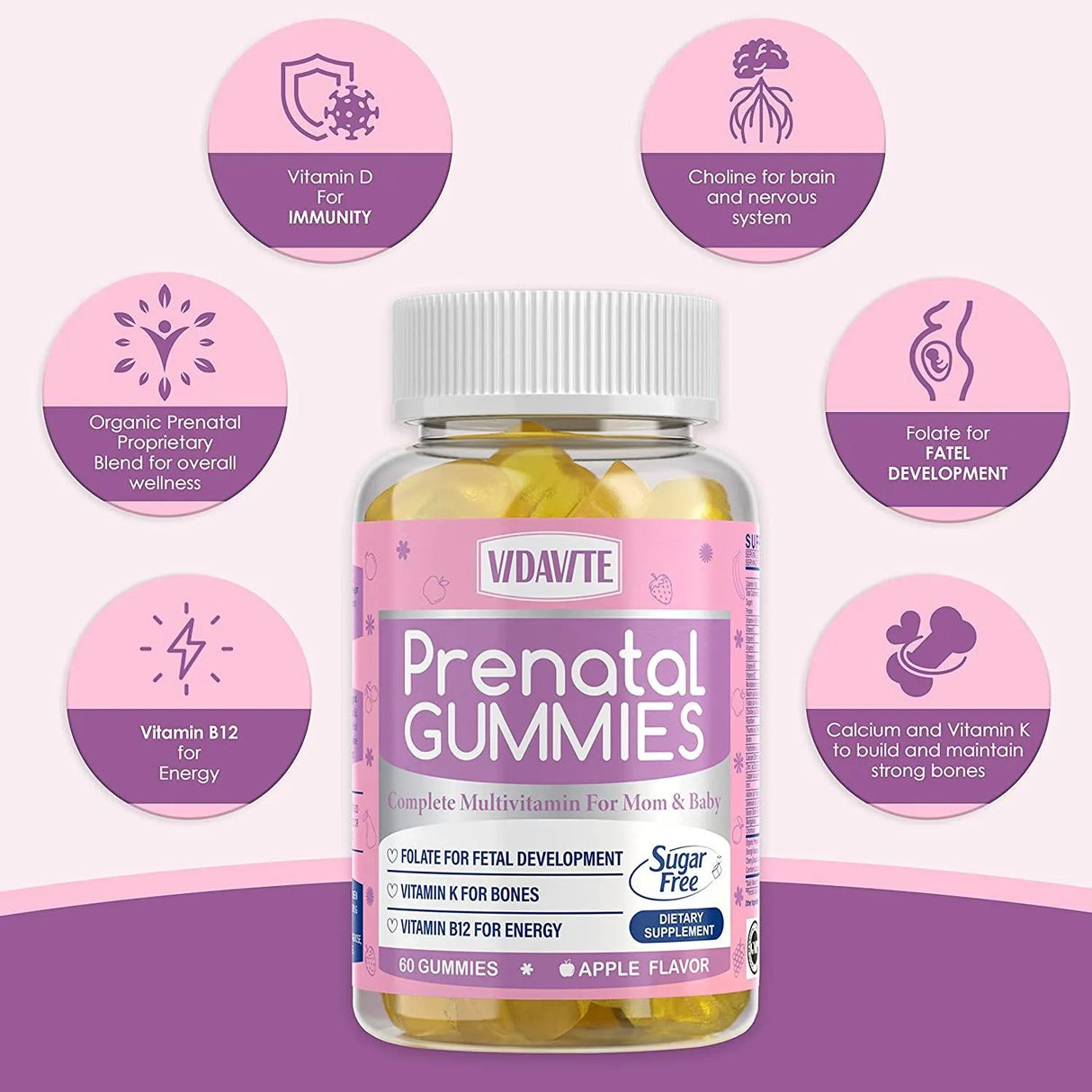 VIDAVITE - VIDAVITE Sugar-free Vegan Prenatal Gummies 1500Mg. 60 Gomitas - The Red Vitamin MX - Suplementos Alimenticios - {{ shop.shopifyCountryName }}