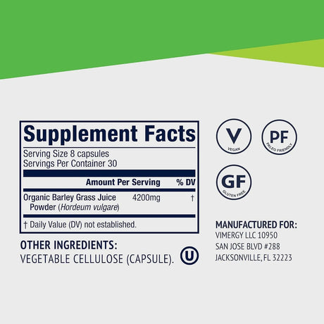 VIMERGY - Vimergy Barley Grass 240 Capsulas - The Red Vitamin MX - Suplementos Alimenticios - {{ shop.shopifyCountryName }}