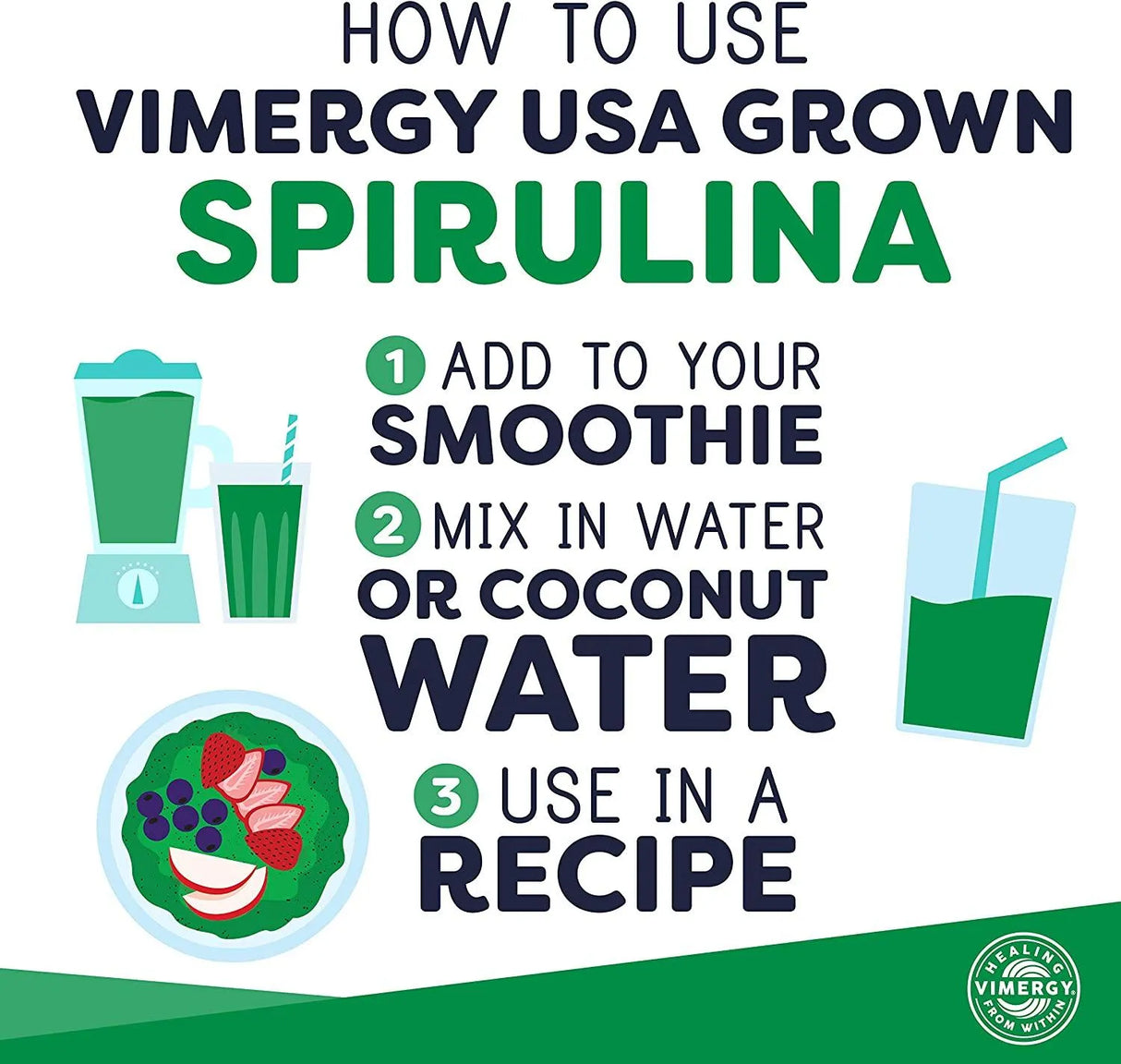 VIMERGY - Vimergy Natural Spirulina Powder 250Gr. 83 Servicios - The Red Vitamin MX - Suplementos Alimenticios - {{ shop.shopifyCountryName }}