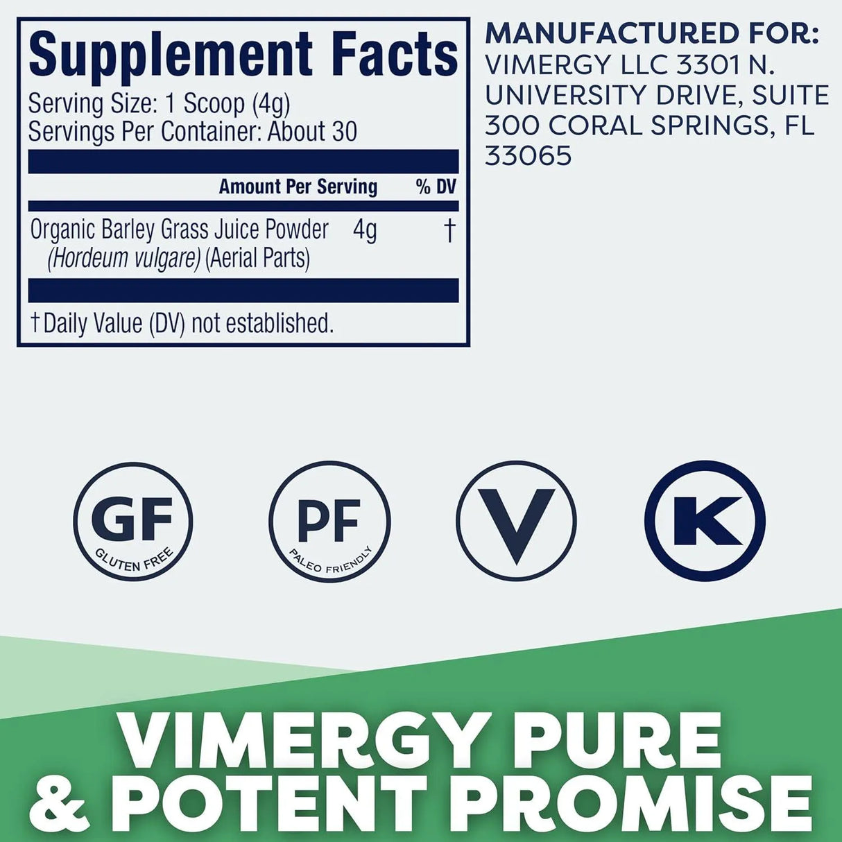 VIMERGY - Vimergy USDA Organic Barley Grass Juice Powder 120Gr. - The Red Vitamin MX - Suplementos Alimenticios - {{ shop.shopifyCountryName }}