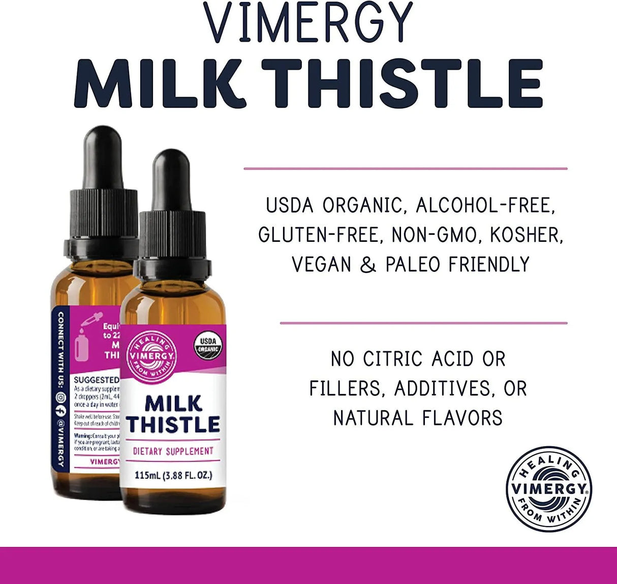 VIMERGY - Vimergy USDA Organic Milk Thistle Extract Drops 115Ml. - The Red Vitamin MX - Suplementos Alimenticios - {{ shop.shopifyCountryName }}