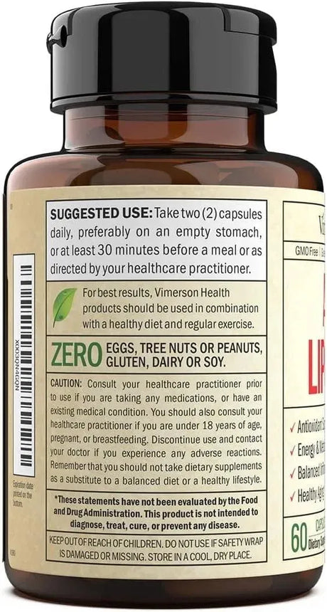 VIMERSON HEALTH - Vimerson Health Alpha Lipoic Acid 60 Capsulas - The Red Vitamin MX - Suplementos Alimenticios - {{ shop.shopifyCountryName }}