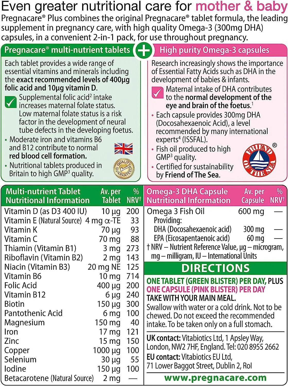 VITABIOTICS - Vitabiotics Pregnacare Plus Omega-3 56 Tabletas - The Red Vitamin MX - Suplementos Alimenticios - {{ shop.shopifyCountryName }}