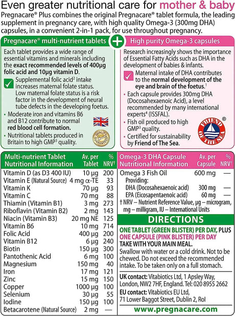 VITABIOTICS - Vitabiotics Pregnacare Plus Omega-3 56 Tabletas - The Red Vitamin MX - Suplementos Alimenticios - {{ shop.shopifyCountryName }}