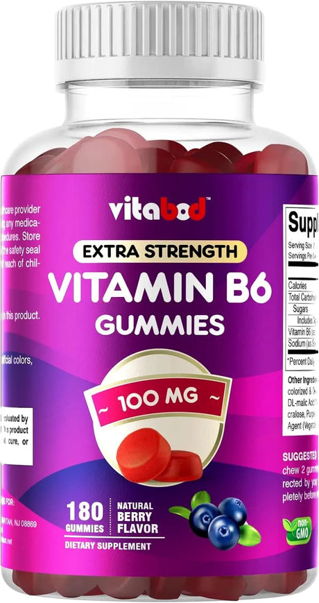 VITABOD - Vitabod Extra Strength Vitamin B6 Gummies 100Mg. 180 Gomitas - The Red Vitamin MX - Suplementos Alimenticios - {{ shop.shopifyCountryName }}