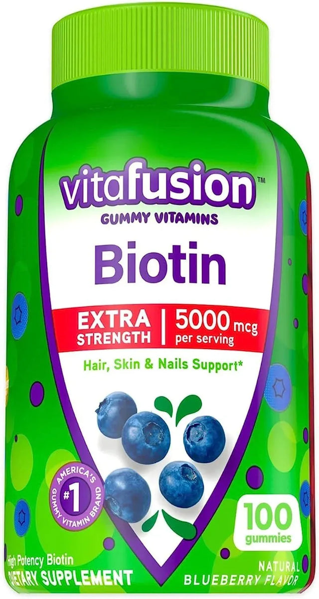 VITAFUSION - Vitafusion Extra Strength Biotin Gummy 5,000 mcg 100 Gomitas - The Red Vitamin MX - Suplementos Alimenticios - {{ shop.shopifyCountryName }}