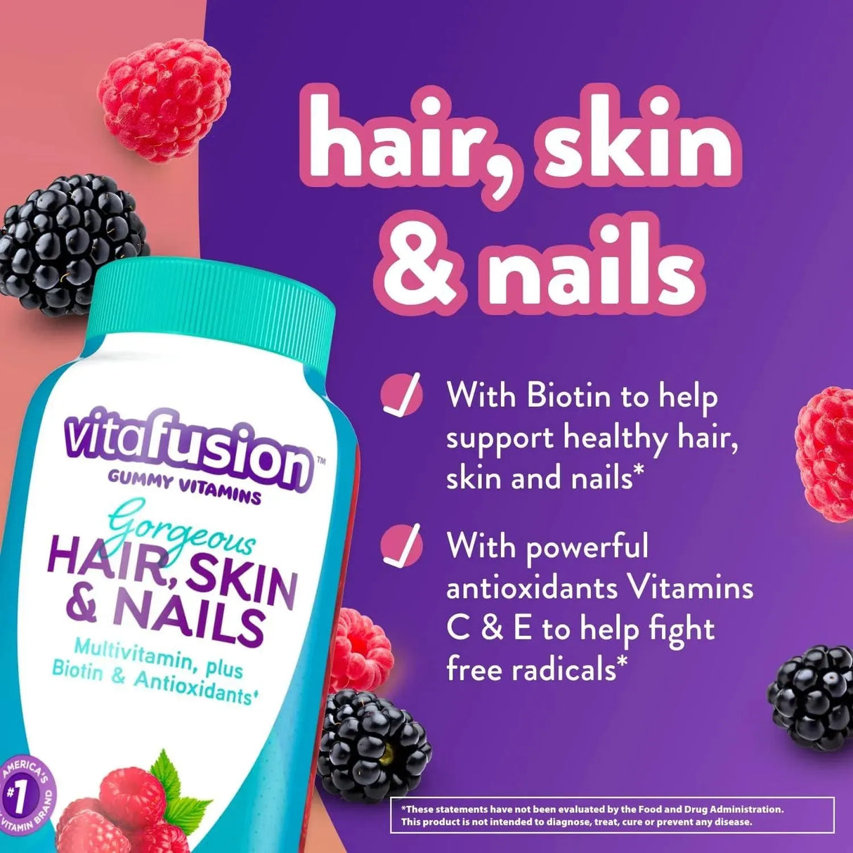 VITAFUSION - Vitafusion Gorgeous Hair, Skin Nails Multivitamin Gummy 135 Gomitas - The Red Vitamin MX - Suplementos Alimenticios - {{ shop.shopifyCountryName }}