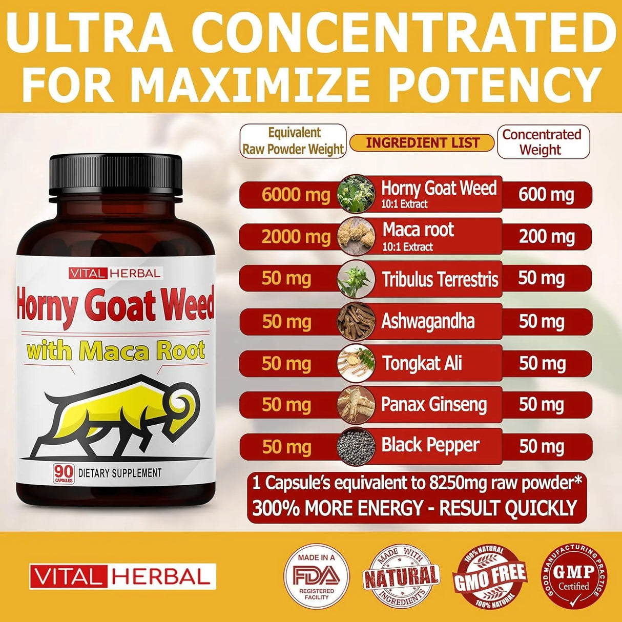 VITAL HERBAL - Vital Herbal Horny Goat Weed 8250Mg. 90 Capsulas - The Red Vitamin MX - Suplementos Alimenticios - {{ shop.shopifyCountryName }}