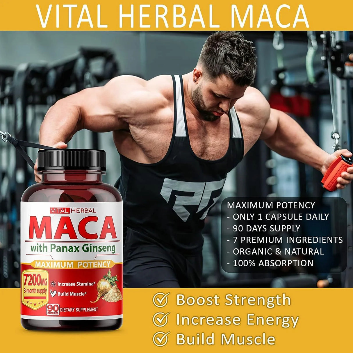 VITAL HERBAL - Vital Herbal Maca Root 7200Mg. 90 Capsulas - The Red Vitamin MX - Suplementos Alimenticios - {{ shop.shopifyCountryName }}