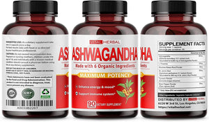 VITAL HERBAL - Vital Herbal Organic Ashwagandha 7050Mg. 90 Capsulas - The Red Vitamin MX - Suplementos Alimenticios - {{ shop.shopifyCountryName }}