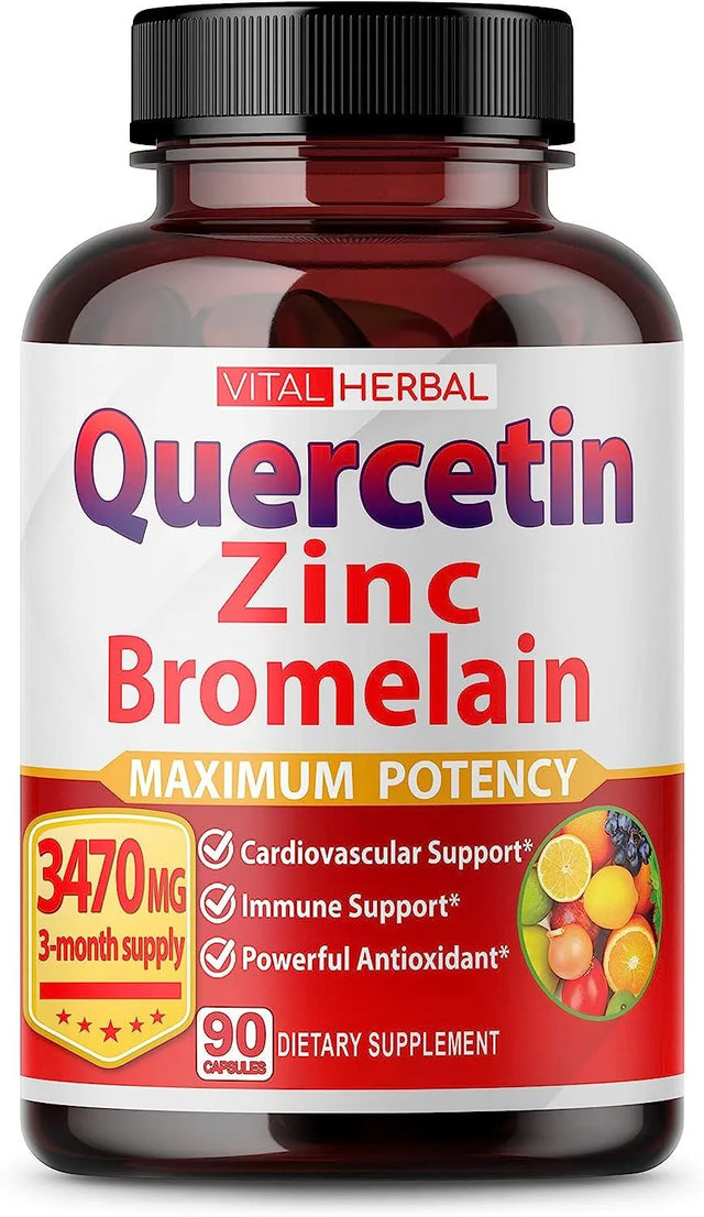 VITAL HERBAL - Vital Herbal Premium High Purity Quercetin 98% with Bromelain 3470Mg. 90 Capsulas - The Red Vitamin MX - Suplementos Alimenticios - {{ shop.shopifyCountryName }}