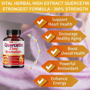 VITAL HERBAL - Vital Herbal Premium High Purity Quercetin 98% with Bromelain 3470Mg. 90 Capsulas - The Red Vitamin MX - Suplementos Alimenticios - {{ shop.shopifyCountryName }}