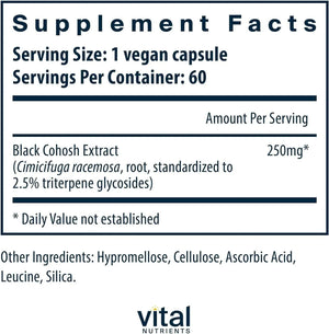 VITAL NUTRIENTS - Vital Nutrients Black Cohosh Extract 250Mg. 60 Capsulas - The Red Vitamin MX - Suplementos Alimenticios - {{ shop.shopifyCountryName }}