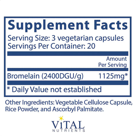 VITAL NUTRIENTS - Vital Nutrients Bromelain 375Mg. 60 Capsulas - The Red Vitamin MX - Suplementos Alimenticios - {{ shop.shopifyCountryName }}