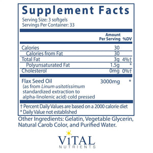 VITAL NUTRIENTS - Vital Nutrients Flax Oil 100 Capsulas Blandas - The Red Vitamin MX - Suplementos Alimenticios - {{ shop.shopifyCountryName }}