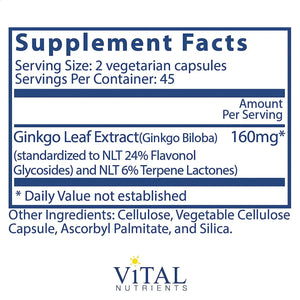 VITAL NUTRIENTS - Vital Nutrients Ginkgo 50:1 Extract 80Mg. 90 Capsulas - The Red Vitamin MX - Suplementos Alimenticios - {{ shop.shopifyCountryName }}