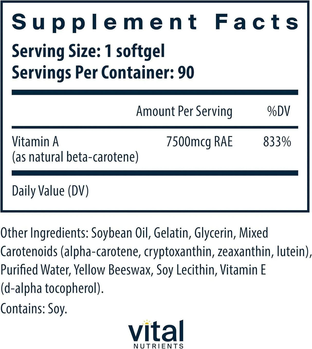 VITAL NUTRIENTS - Vital Nutrients Natural Beta Carotene 25,000 IU 90 Capsulas Blandas - The Red Vitamin MX - Suplementos Alimenticios - {{ shop.shopifyCountryName }}