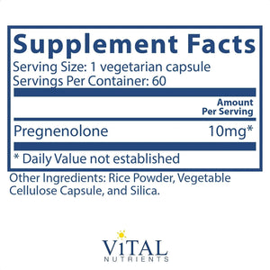 VITAL NUTRIENTS - Vital Nutrients Pregnenolone 10Mg. 60 Capsulas - The Red Vitamin MX - Suplementos Alimenticios - {{ shop.shopifyCountryName }}