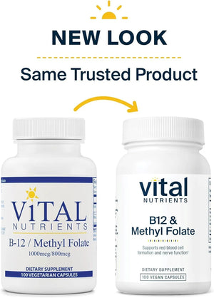 VITAL NUTRIENTS - Vital Nutrients Vitamin B12 and Methylfolate 100 Capsulas - The Red Vitamin MX - Suplementos Alimenticios - {{ shop.shopifyCountryName }}