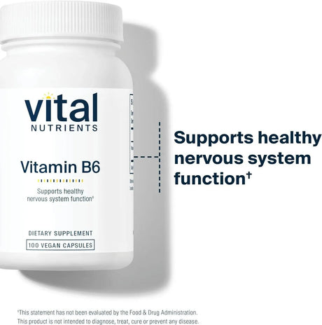 VITAL NUTRIENTS - Vital Nutrients Vitamin B6 100Mg. 100 Capsulas - The Red Vitamin MX - Suplementos Alimenticios - {{ shop.shopifyCountryName }}