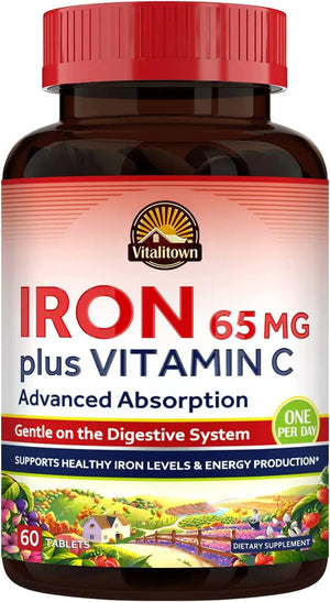 VITALITOWN - Vitalitown Iron 65Mg. Carbonyl Iron with 250Mg. Vitamin C 60 Tabletas - The Red Vitamin MX - Suplementos Alimenticios - {{ shop.shopifyCountryName }}