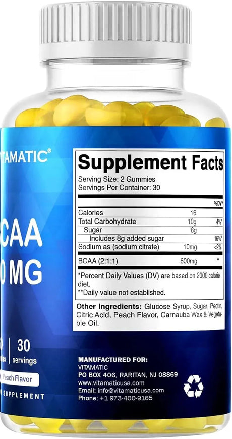 VITAMATIC - Vitamatic BCAA Gummies 600Mg. 60 Gomitas 2 Pack - The Red Vitamin MX - Suplementos Alimenticios - {{ shop.shopifyCountryName }}