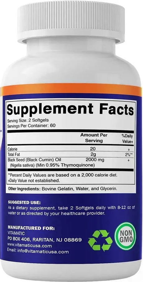 VITAMATIC - Vitamatic Black Seed Oil 2000Mg. 120 Capsulas Blandas - The Red Vitamin MX - Suplementos Alimenticios - {{ shop.shopifyCountryName }}