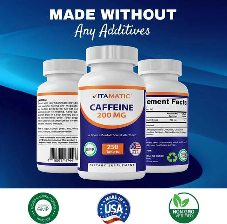 VITAMATIC - Vitamatic Caffeine Pills 200Mg. 250 Tabletas - The Red Vitamin MX - Suplementos Alimenticios - {{ shop.shopifyCountryName }}