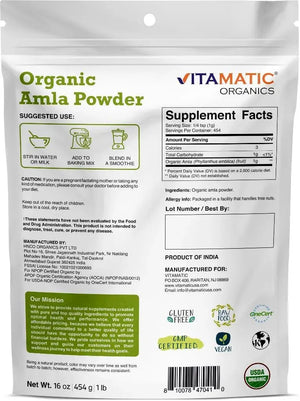 VITAMATIC - Vitamatic Certified USDA Organic Amla Berry Powder 454Gr. - The Red Vitamin MX - Suplementos Alimenticios - {{ shop.shopifyCountryName }}