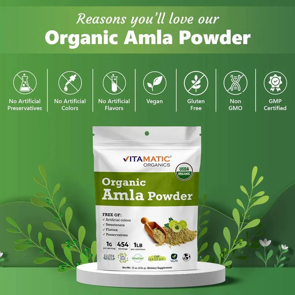 VITAMATIC - Vitamatic Certified USDA Organic Amla Berry Powder 454Gr. - The Red Vitamin MX - Suplementos Alimenticios - {{ shop.shopifyCountryName }}