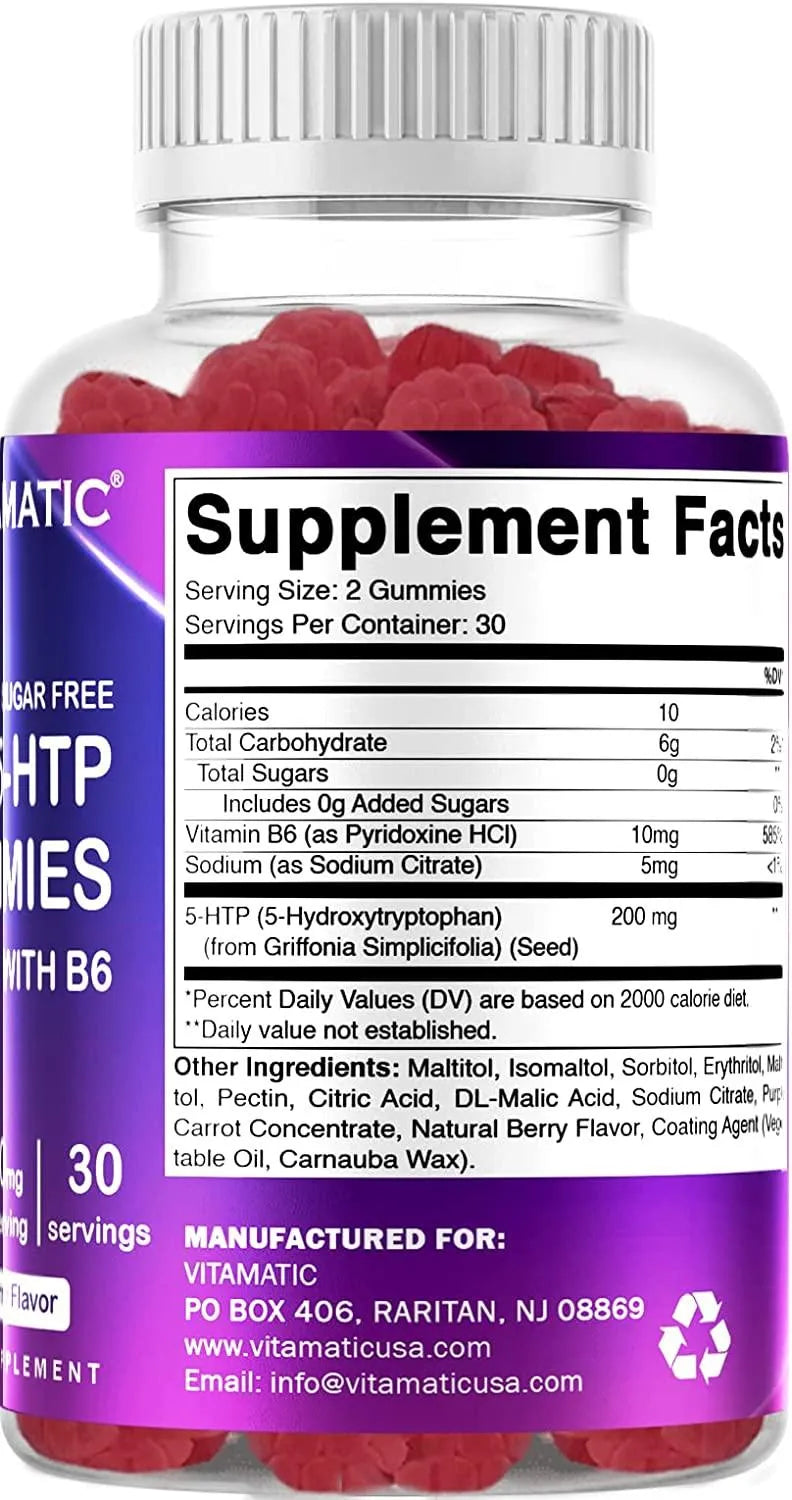 VITAMATIC - Vitamatic Sugar Free 5-HTP 200Mg. 60 Gomitas - The Red Vitamin MX - Suplementos Alimenticios - {{ shop.shopifyCountryName }}