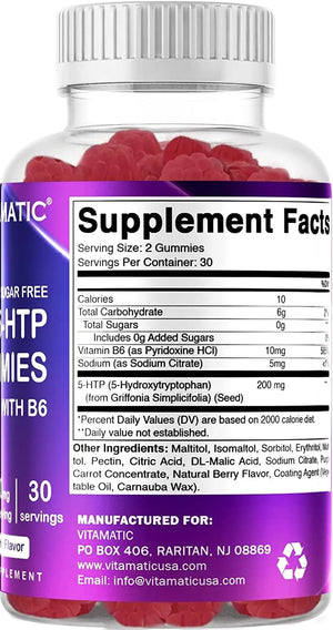 VITAMATIC - Vitamatic Sugar Free 5-HTP 200Mg. 60 Gomitas - The Red Vitamin MX - Suplementos Alimenticios - {{ shop.shopifyCountryName }}