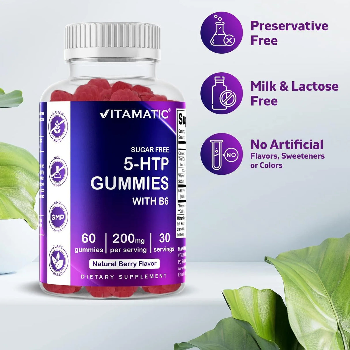 VITAMATIC - Vitamatic Sugar Free 5-HTP 200Mg. 60 Gomitas - The Red Vitamin MX - Suplementos Alimenticios - {{ shop.shopifyCountryName }}