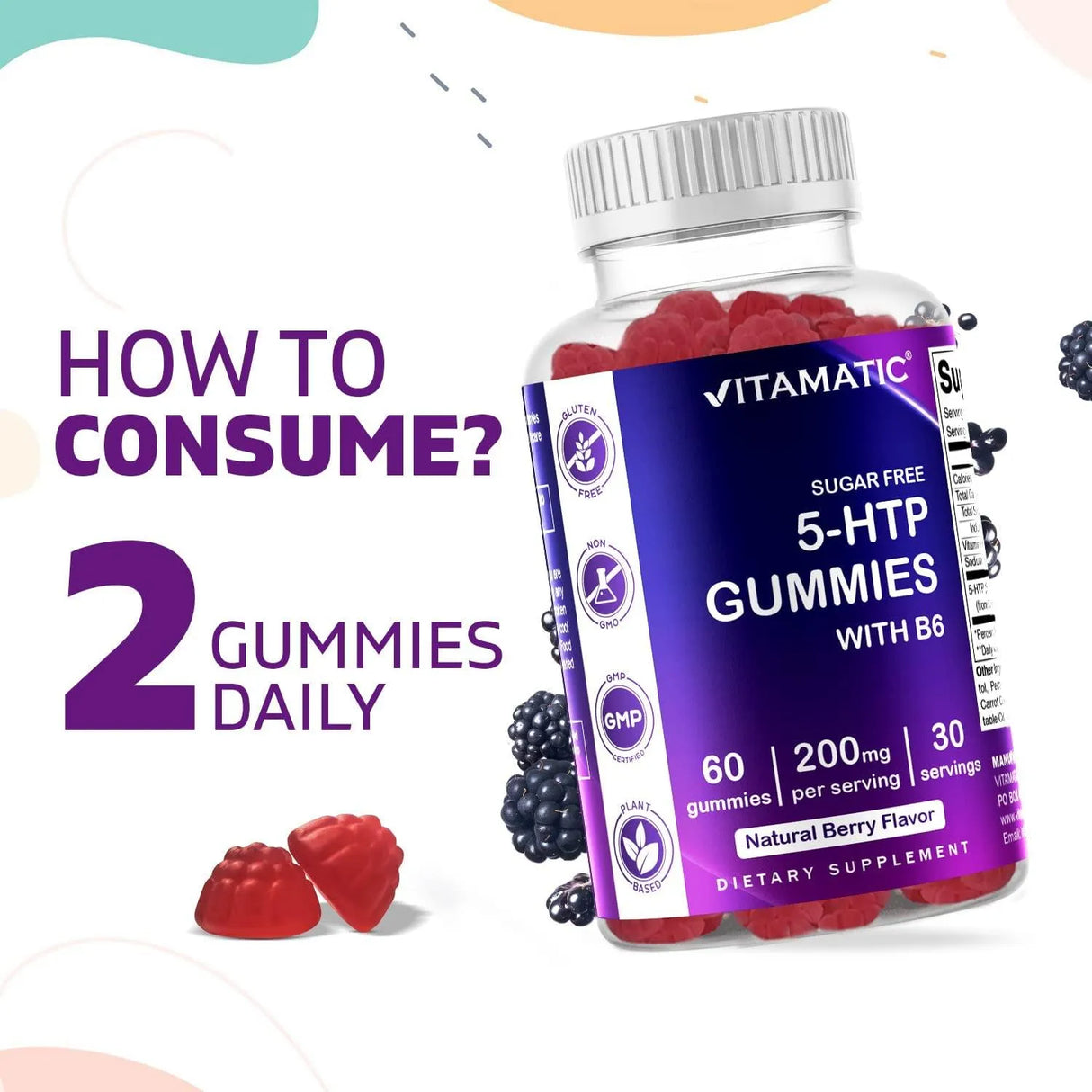 VITAMATIC - Vitamatic Sugar Free 5-HTP 200Mg. 60 Gomitas - The Red Vitamin MX - Suplementos Alimenticios - {{ shop.shopifyCountryName }}