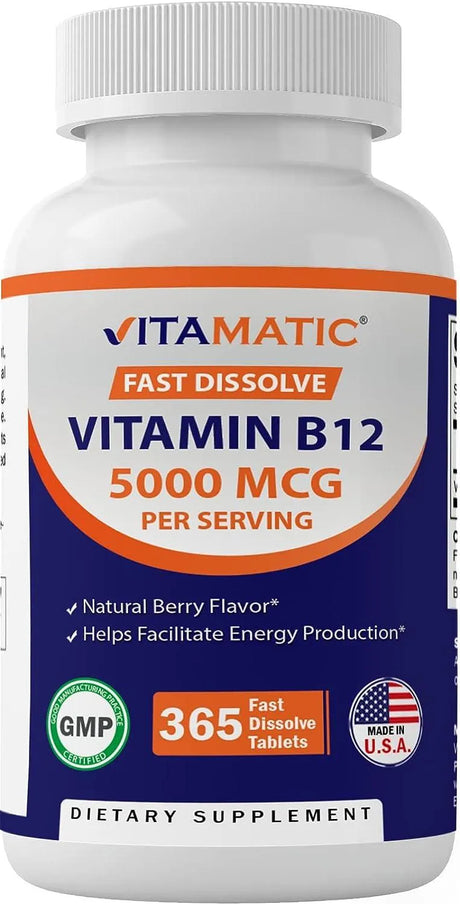 VITAMATIC - Vitamatic Vitamin B12 5000mcg Fast Dissolve 365 Tabletas - The Red Vitamin MX - Suplementos Alimenticios - {{ shop.shopifyCountryName }}