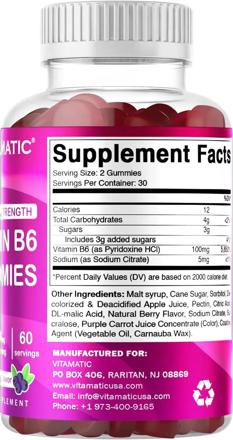 VITAMATIC - Vitamatic Vitamin B6 100Mg. 60 Gomitas - The Red Vitamin MX - Suplementos Alimenticios - {{ shop.shopifyCountryName }}