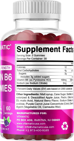 VITAMATIC - Vitamatic Vitamin B6 100Mg. 60 Gomitas - The Red Vitamin MX - Suplementos Alimenticios - {{ shop.shopifyCountryName }}